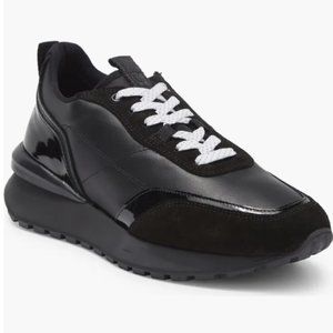 New Men's Belstaff Lea Sneakers Shoes Black Leather Size 8 MSRP $425